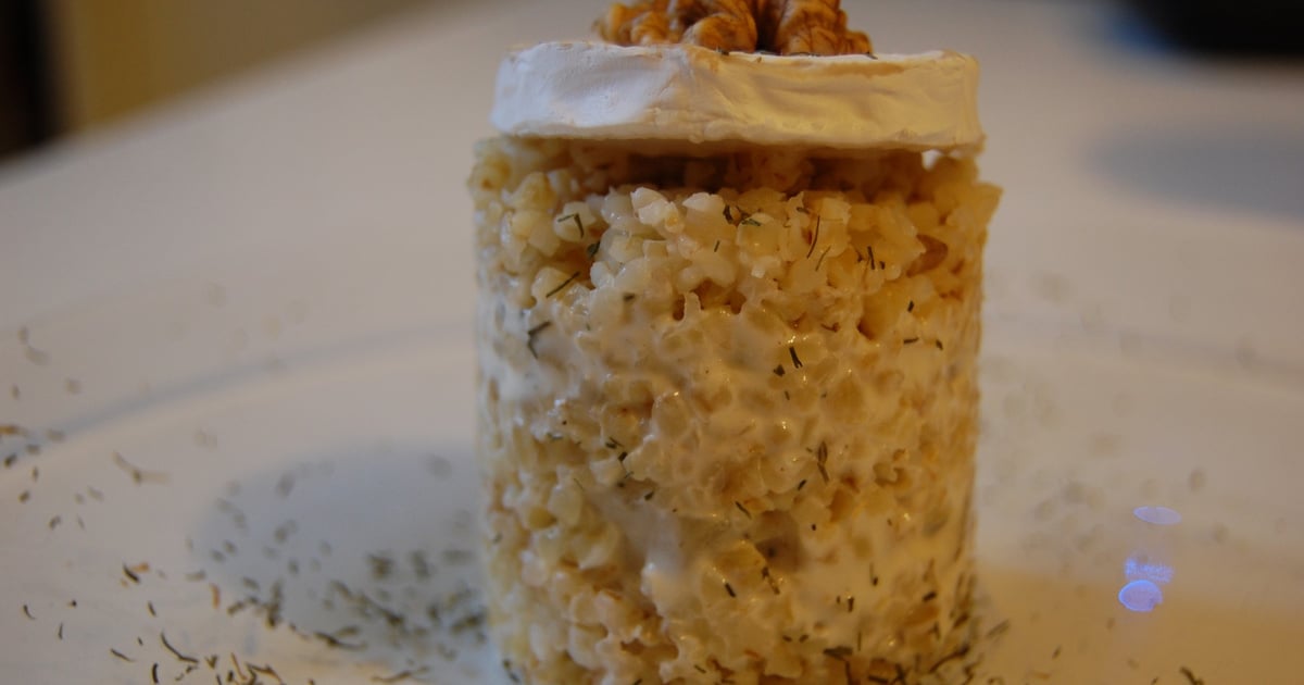 Recette Boulgour, sauce au chèvre & morceaux de poires caramélisées