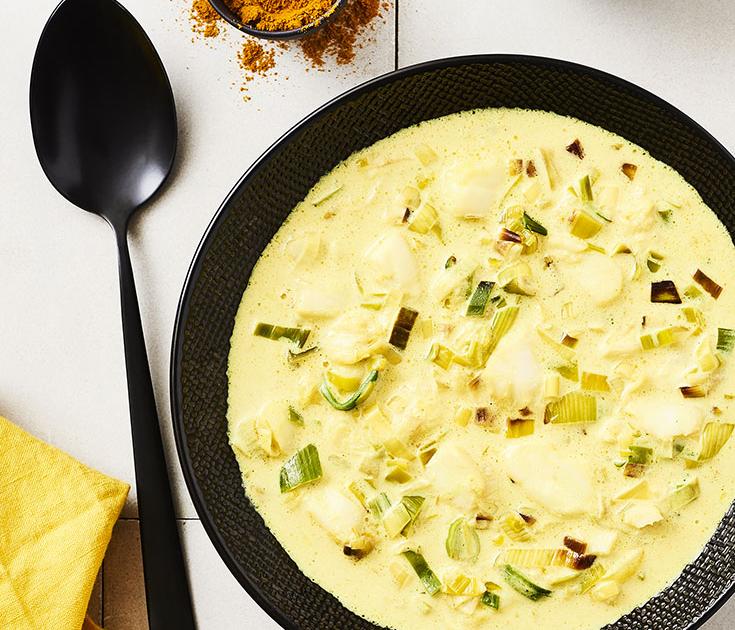 Blanquette de cabillaud épicée dans l'assiette