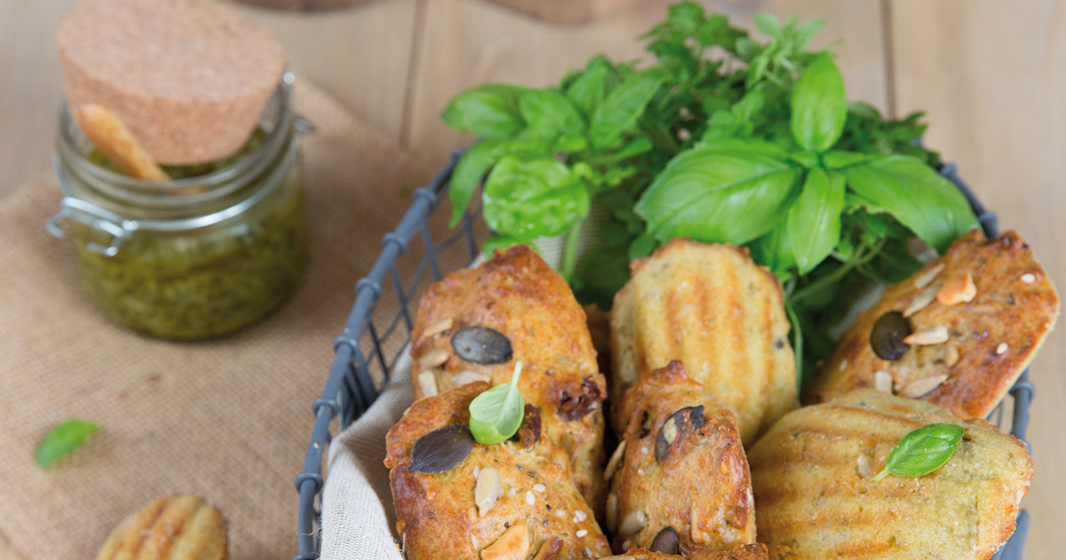 Recette Madeleines au pesto et Mix Salade Le Sillon