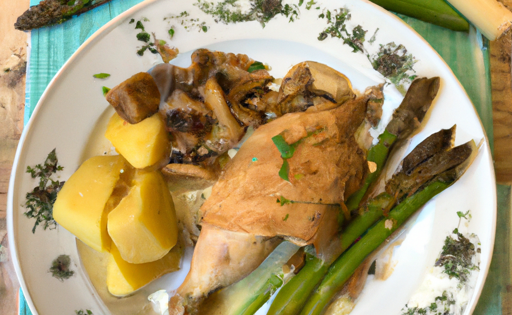 Recette Poulet Fermier D'auvergne "rôti 2 Heures", Asperges Vertes Au ...