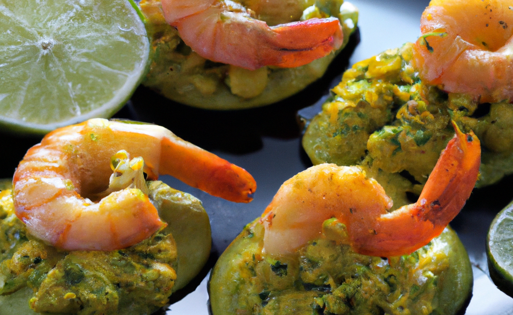 Recette Corolles de guacamole, gambas sautées au curcuma et citron vert 