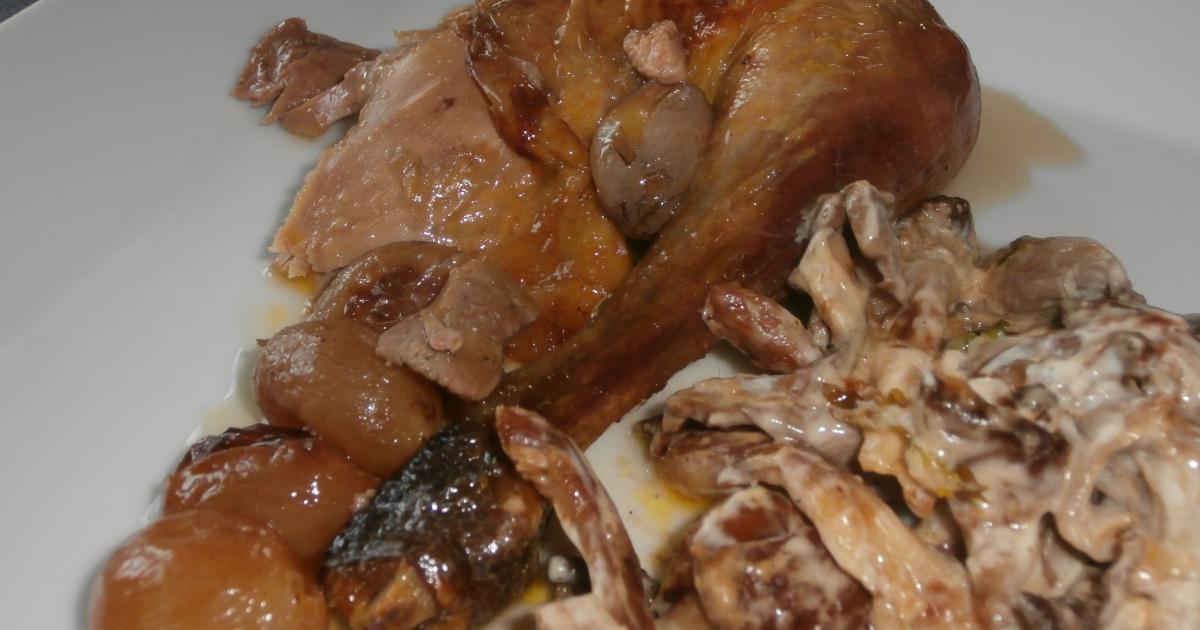 Recette Pintade Au Foie Gras Et Aux Raisins Macis Et Pleurotes