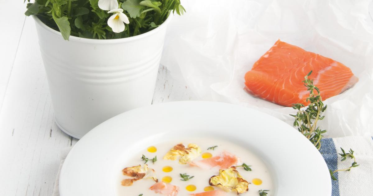 Recette - Velouté de chou-fleur au saumon de Norvège, aux choux de ...