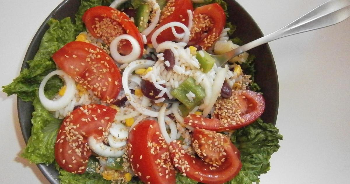 Recette Salade Composee Riz Mais Poivrons Haricots Rouges Et