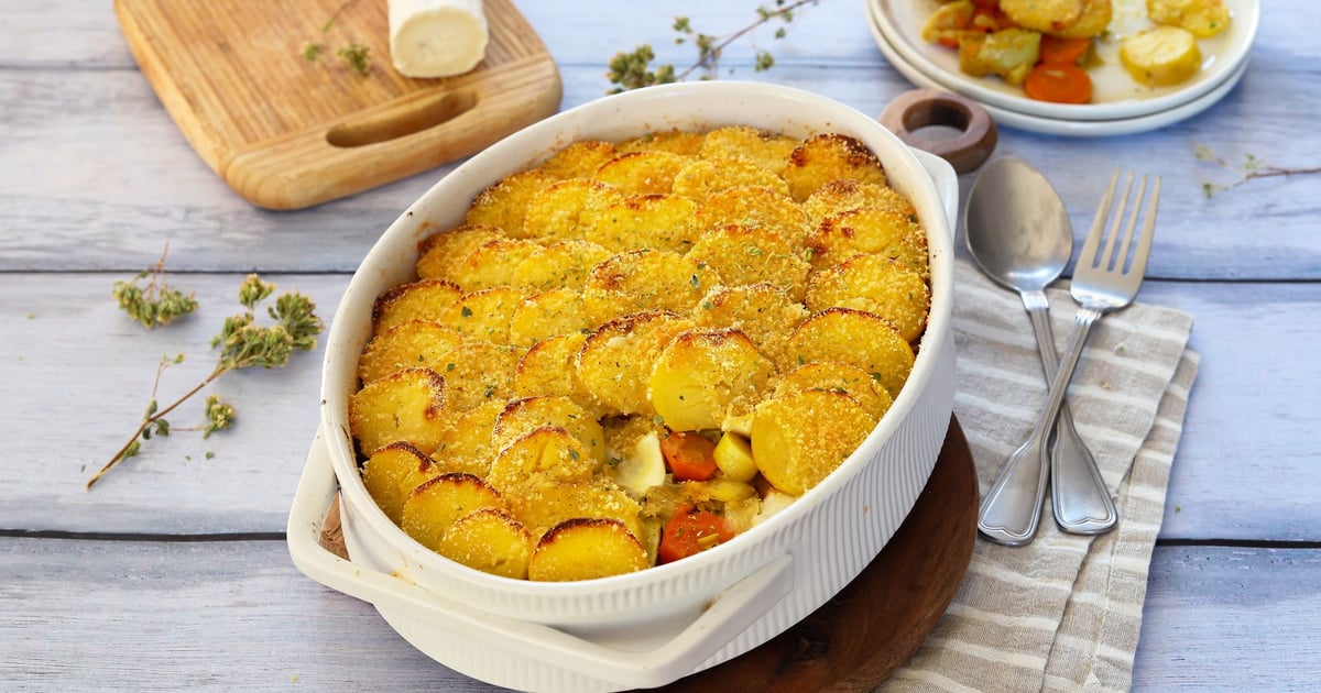 Recette Gratin aux pommes de terre, poireaux et carottes - 750g.com