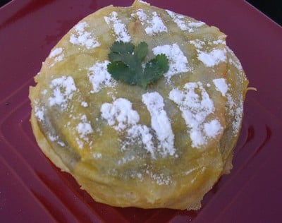 Pastilla au boeuf, écrasé de potiron aux saveurs épicées