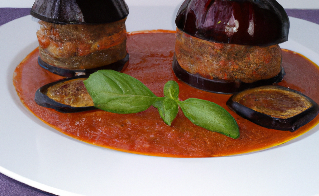 Recette Timbales de bœuf et compotee d'aubergines au basilic