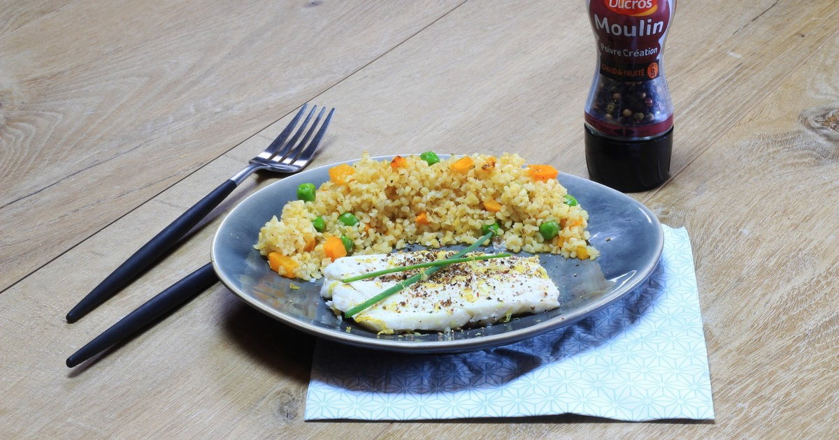 Recette Boulgour aux petits légumes d'hiver, filet de poisson vapeur