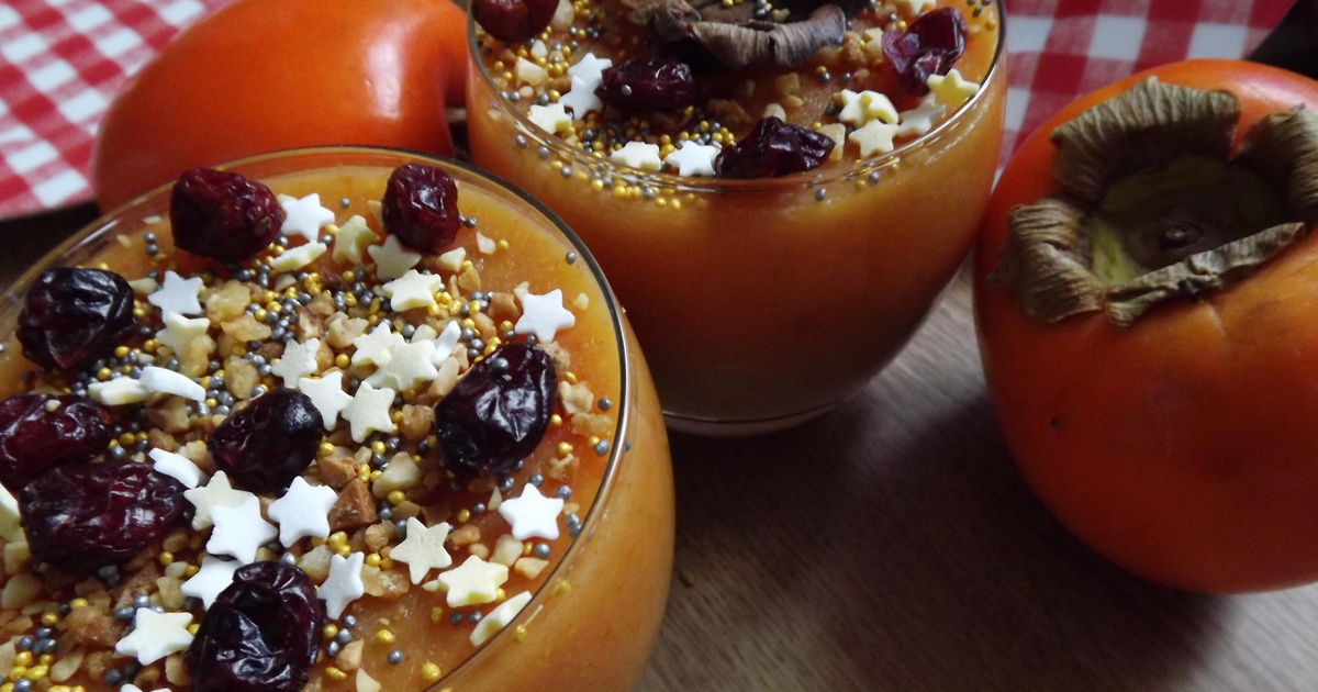 Recette Verrines de compote de Poire et purée de kaki