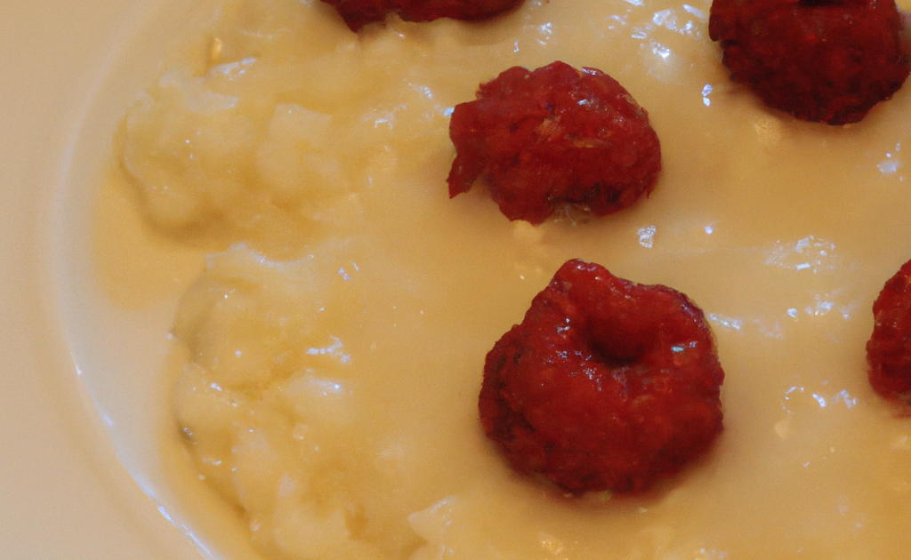 Recette Riz au lait de notre enfance, framboises poêlées au serpolet