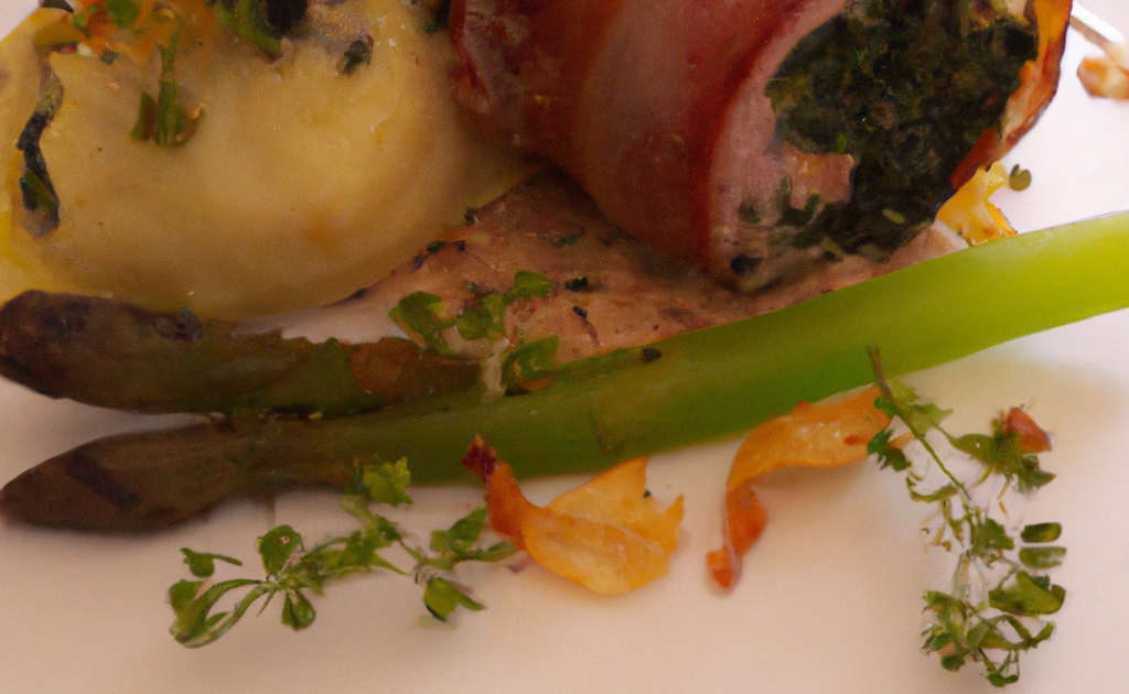 Recette Suprême de pintade farci au pied de cochon et aux salicornes