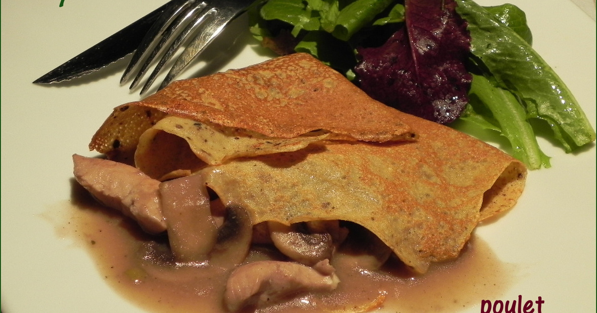 Recette Crêpes à la farine de pois chiches, au poulet et aux