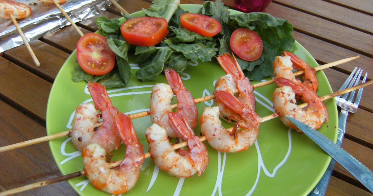 Recette Brochettes De Gambas Aux Baies Roses Et Citron Vert G Com