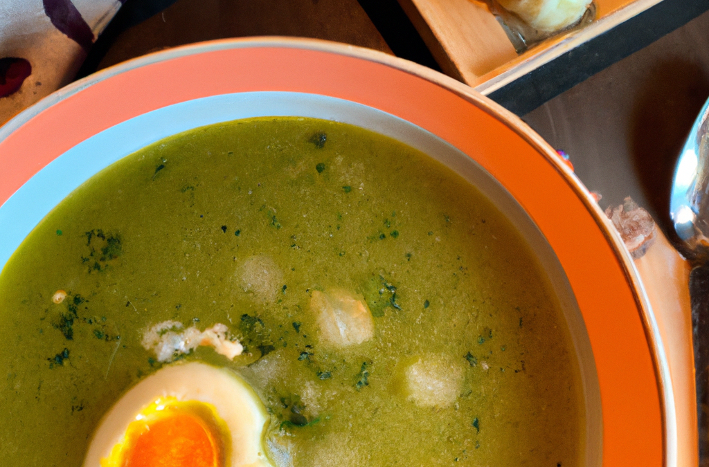 Bouillon à l'ail et à l'œuf poché