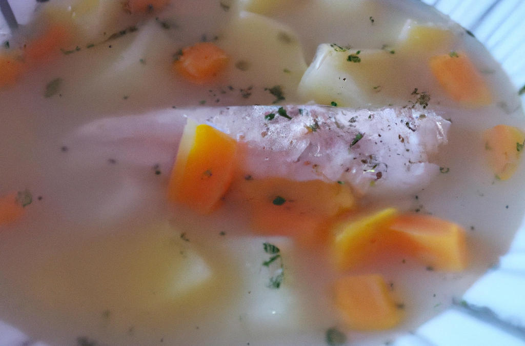 Soupe de pommes de terre et carottes au poisson