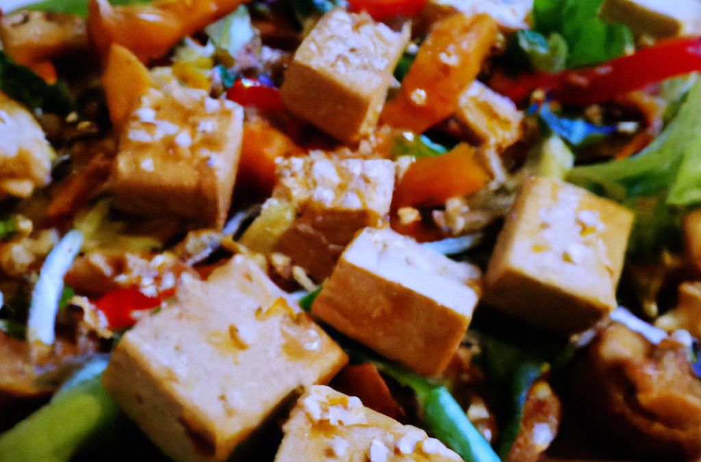 SALADE ESTIVALE AU TOFU FUME : Recette Sans Lait et Végétarienne avec du Tofu  fumé, du Boughour Quinoa Sésame et de la crème de coco légère