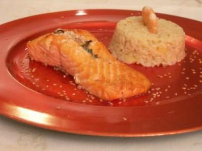 Recette Riz à poêler au saumon et crème fraîche - Lustucru Sélection