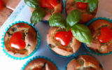 Cupcakes marbrés tomate/basilic, cœur surprise