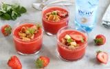 Gaspacho de fraises et croûtons de brioche perdue