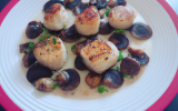 Coquilles Saint Jacques aux cèpes et aux raisins