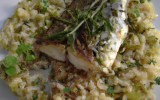 Daurade royale Bio poêlée, huile d'herbes et riz vénéré façon risotto