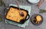 Crumble aux pommes de terre, lardons et poireaux