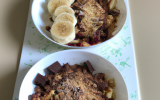 Crumble pomme-bananes et duo de chocolat