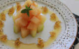 Carpaccio de melon au tartare de pamplemousse et miel