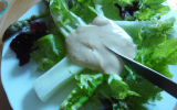 Mesclun et asperges vertes sauce mousseline coco gingembre