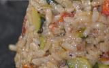 Risotto aux courgettes, poivrons grillés et tomates séchées