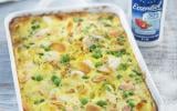 Clafoutis de poisson pommes de terre et petits pois