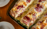 Rouleau d'épinard au jambon gratiné à la béchamel