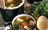 Soupe rustique, copeaux de lomo