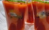 Gaspacho frais aux dés de saumon et cabillaud de Norvège