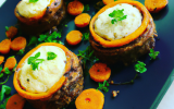 Moelleux aux carottes cœur coulant de chèvre et tapenade