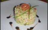 Timbale avocat-saumon-crabe