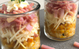 Coquillettes et jambon de pays en verrine