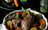 Lapin en cocotte à la fricassée de légumes