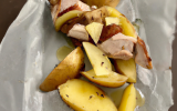 Rôti de porc aux pommes de terre en papillote