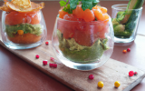 Verrine perles du Japon et saumon fumé guacamole