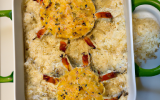 Gratin de riz, crabe et coco