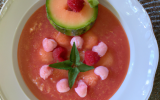 Gaspacho de melon aux framboises