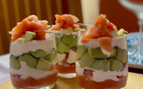 Verrines de saumon, avocat et boursin