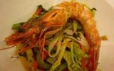 Wok de légumes, gambas