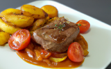 Filet mignon de chevreuil auce tomate et patates