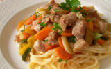 Linguine au veau, Parme et légumes