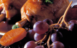 Cailles gourmandes aux raisins et foie gras