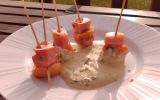 Brochettes de saumon et lotte au sabayon