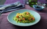 Spaghetti au pesto genovese et au saumon