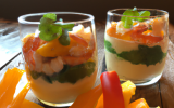 Verrine de crevettes, crabe et kakis